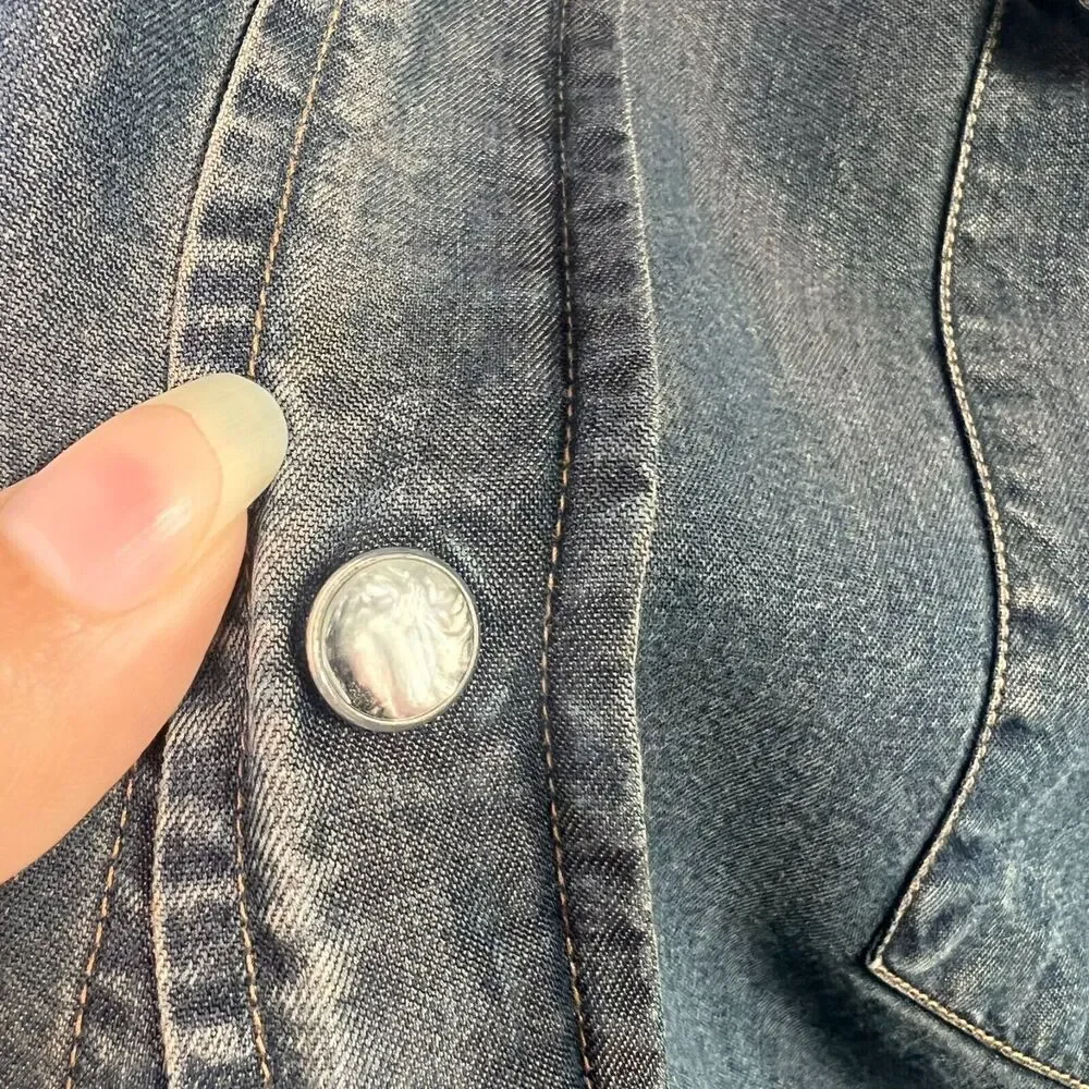 Acorn by Bob Goldfeder Mens M Blue Tencel Pearl Snap Shirt Made In Italy - Picture 7 of 9